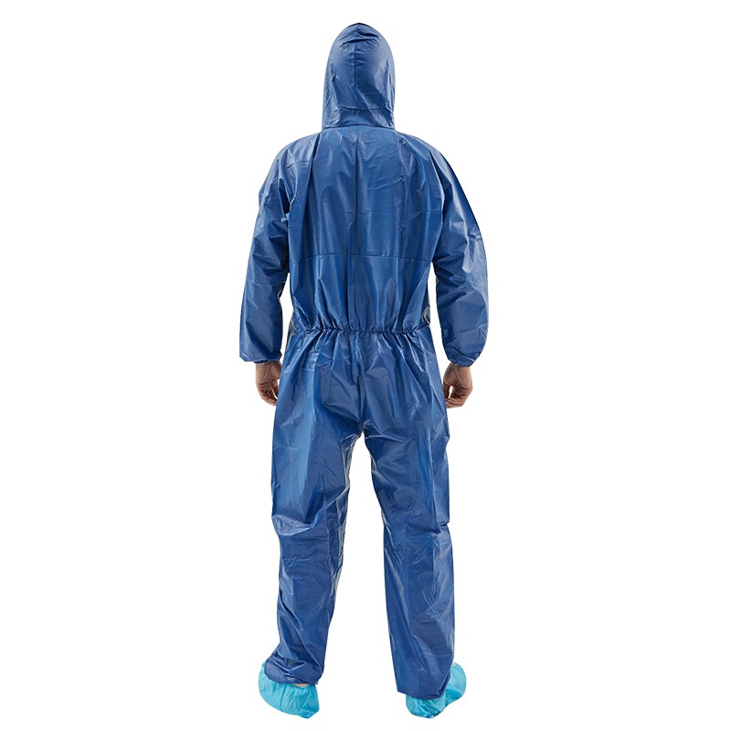 Anti-Static PPE Hooded Disposable SMS Dark Blue Chemical Isolation Coverall