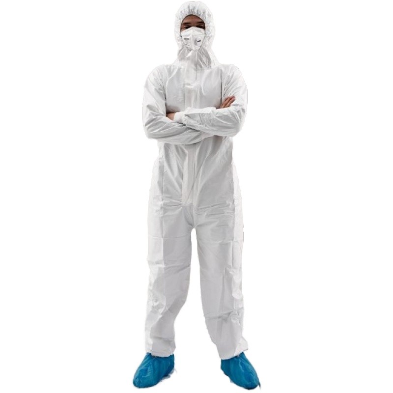 White Microporous Coverall for Knitted Cuffs
