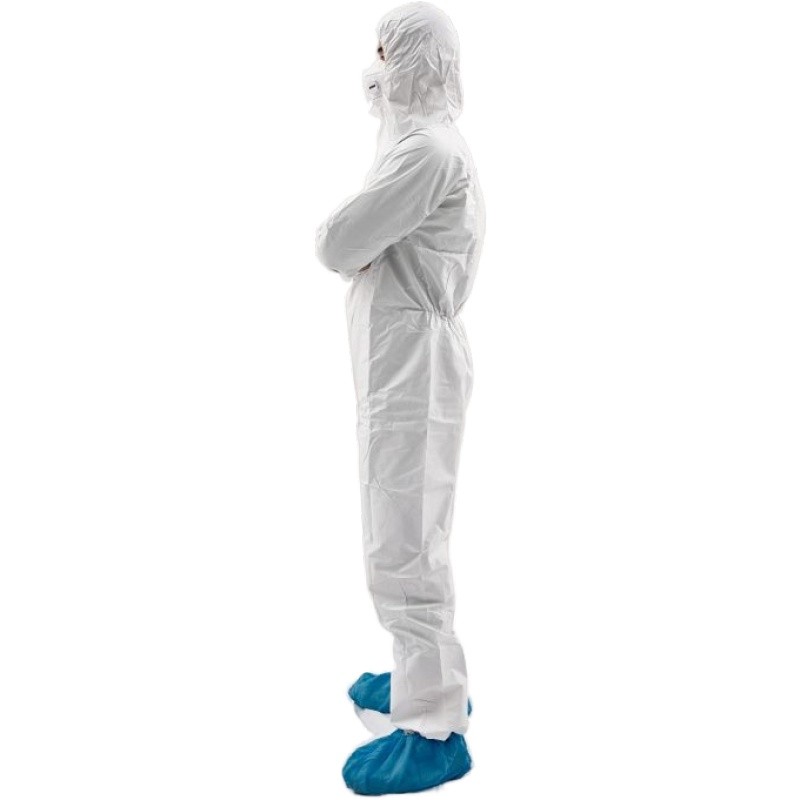 White Microporous Coverall for Knitted Cuffs